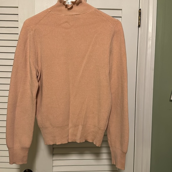 J-Crew Ruffle neck merino wool-blend sweater light pink - Picture 2 of 5